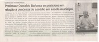 Professor Oswaldo Barbosa se posiciona em relação à denúncia de assédio em escola municipal. Jornal Correio da Cidade, Conselheiro Lafaiete, 13 a 19 de jul. 2024, 1739ª ed., Política, p. 2.