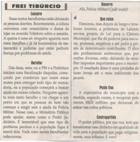 Que coisa. Jornal Correio da Cidade, 13 abr. 2019 a 19 abr. 2019. 1469ª ed., Caderno Opinião: Frei Tibúrcio, p. 8.
