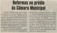 Reformas no prédio da Câmara Municipal. Jornal Correio da Cidade, 13 set. 2008, p. 06.