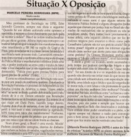  RODRIGUES, Marcelo Pereira (MPR). Situação x Oposição. Jornal Correio da Cidade, Conselheiro Lafaiete, 24 ago. 2013 a 30 ago. 2013, p. 08.