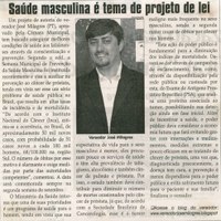 Saúde masculina é tema de projeto de lei. Jornal Correio da Cidade, Conselheiro Lafaiete,  06 nov. 2010, p. 02.
