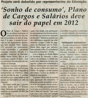 Sonho de Consumo, Plano de Cargas e Salários deve sair do papel. Jornal Correio da Cidade, Conselheiro, 21 mai. 2011, p. 4.