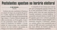 SOUZA, P. de. Postulantes apostam no horário eleitoral. Jornal Correio da Cidade, Conselheiro Lafaiete, 19 jul. 2008, p. 7