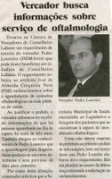 Vereador busca Informações sobre serviço de oftalmologia. Jornal Baruc, Congonhas, 1ª Quinzena de Set. de 2013, p. 7.