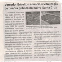 Vereador Erivelton anuncia revitalização de quadra pública no bairro Santa Cruz. Jornal Correio da Cidade, Conselheiro Lafaiete, 23 a 29 nov. 2024, 1758ª ed., Política, p. 2.