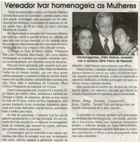 Vereador Ivar homenageia as Mulheres. Jornal Correio da Cidade, Conselheiro Lafaiete,  27 mar. 2010, p. 04.
