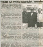 Vereador Ivar prestigia inauguração da nova usina. Jornal Correio da Cidade, Conselheiro Lafaiete, 30 out. 2010, p. 04.