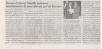 Vereador Professor Oswaldo comemora reconhecimento de suas ações em prol da Educação. Jornal Correio da Cidade, Conselheiro Lafaiete, 21 set. a 27 set. 2024, 1744ª ed., Política, p. 2.