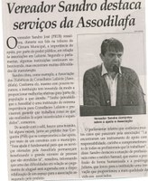 Vereador Sandro destaca serviços da Assodilafa. Jornal Correio da Cidade, Conselheiro Lafaiete,  18 out. 2014, p. D4.