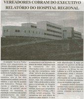 Vereadores cobram do executivo relatório do Hospital Regional. Jornal Correio da Cidade, Conselheiro Lafaiete, 17 out. 2014, p. 17.