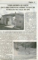  Vereadores querem esclarecimentos sobre venda de túmulos no Vale do Ipê. Jornal Nova Gazeta, 838ª ed., 02 mai. 2015, p. 2.