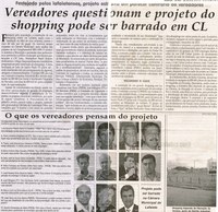 Vereadores questionam e projeto do shopping pode ser barrado em CL. Jornal Correio da Cidade, Conselheiro Lafaiete, 01 set. 2012, p. 10.