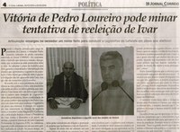 Vitória de Pedro Loureiro. Jornal Correio da Cidade, Conselheiro Lafaiete, , 26 de dez a 01 de jan 2016, 1296ª ed., Política, p. 4.