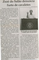 Zezé do Salão denuncia furto de cavaletes. Jornal Correio da Cidade, Conselheiro Lafaiete, 13 set. 2014, p. 6.