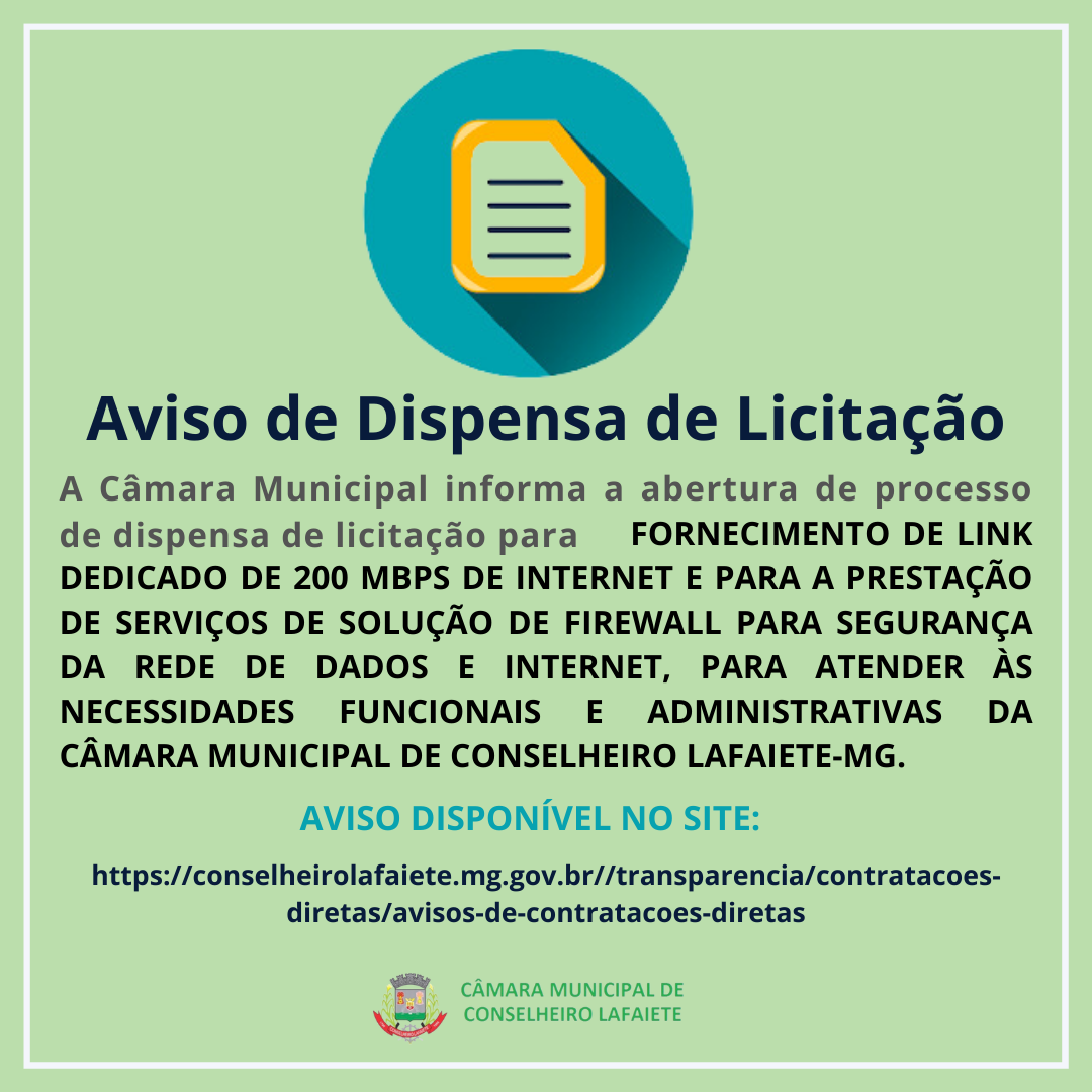 AVISO DE DISPENSA DE LICITAÇÃO