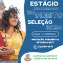 CÂMARA ABRE PROCESSO DE SELEÇÃO PARA ESTÁGIO REMUNERADO A ESTUDANTES DO CURSO DE DIREITO