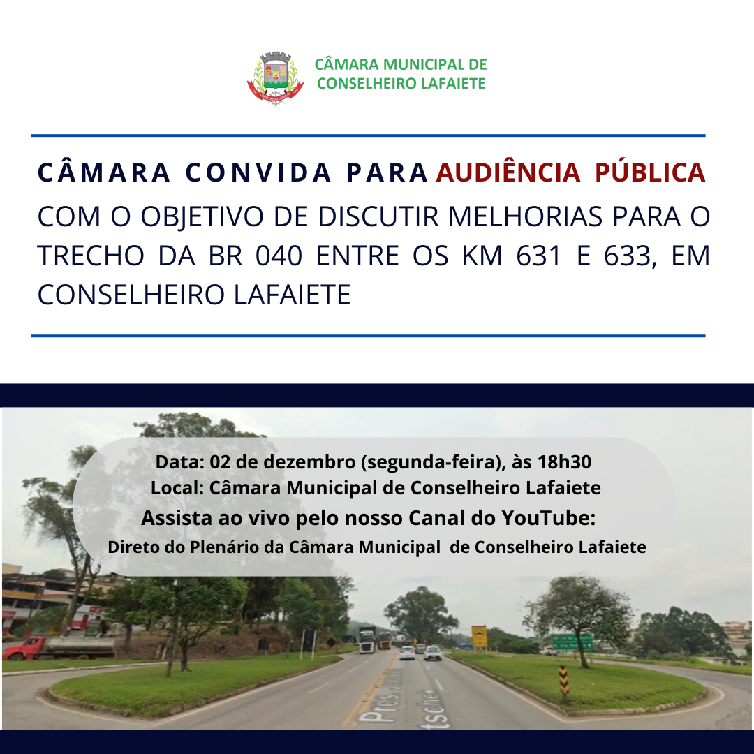 CÂMARA CONVIDA PARA AUDIÊNCIA PÚBLICA