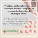 PROJETO DE LEI COMPLEMENTAR EM TRAMITAÇÃO INSTITUI O “PROGRAMA DE RECUPERAÇÃO FISCAL DO MUNICÍPIO – REFIS