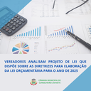 VEREADORES ANALISAM PROJETO DE LEI QUE DISPÕE SOBRE AS DIRETRIZES PARA ELABORAÇÃO DA LEI ORÇAMENTÁRIA PARA O ANO DE 2025